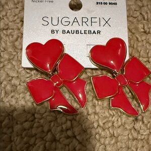 Sugarfix Red Heart and Bow Earrings